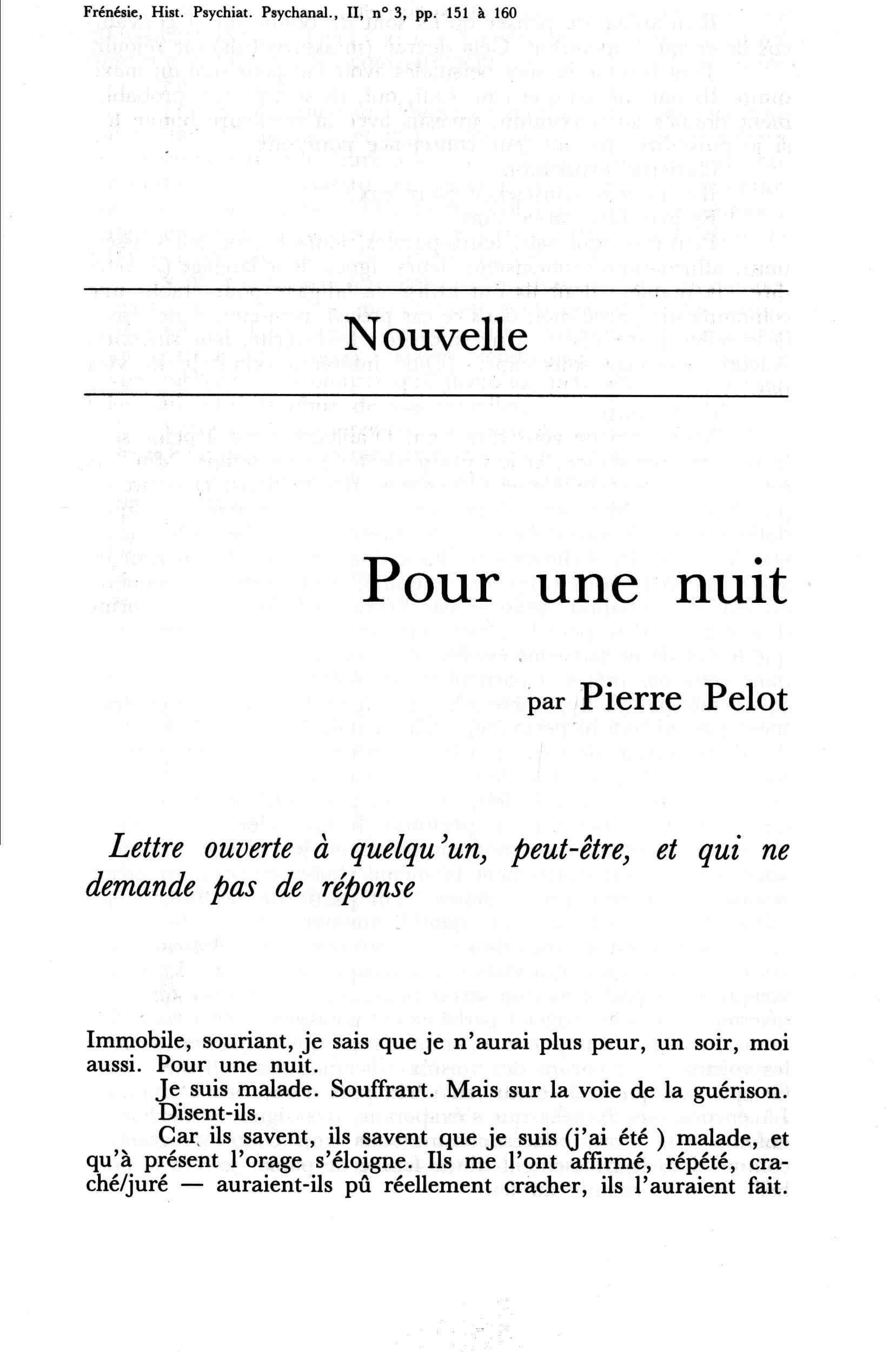 Pour une nuit.