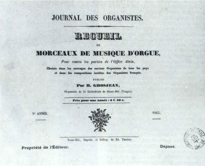 Exemplaire du Journal des Organistes, de R. Grosjean.
