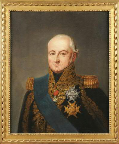 Le Marquis de Viomesnil en uniforme de Maréchal de France, avec les insignes de l’Ordre du Saint-Esprit, de l’Ordre de Saint-Louis et de Légion d’honneur. Huile sur toile, 72x58cm.