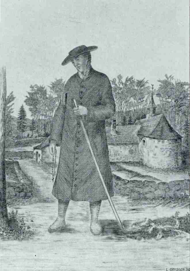 Frère Joseph et son ermitage (gravure populaire du XIX° siècle).