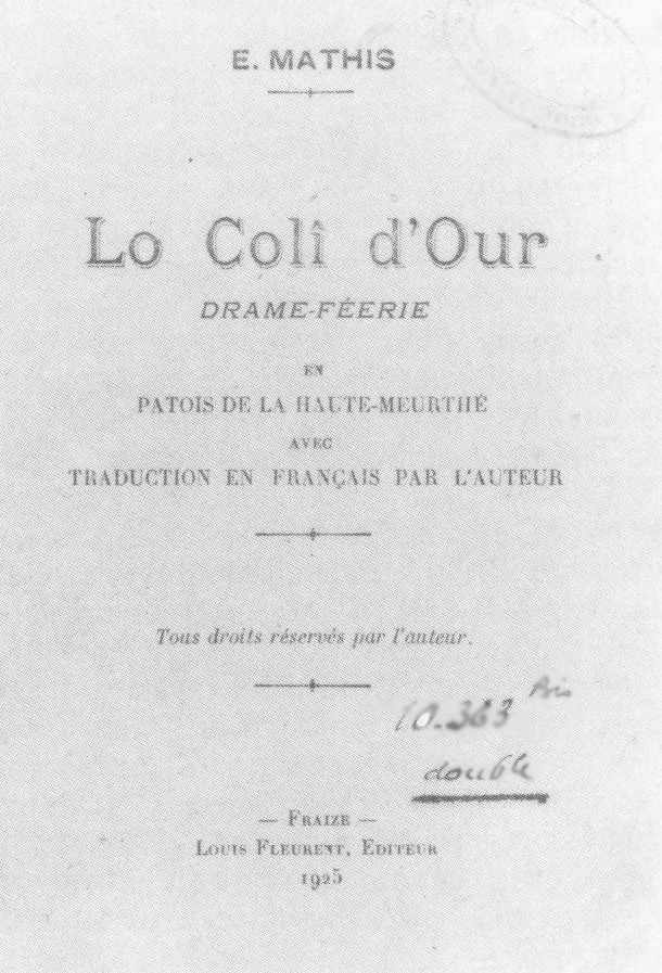 Frontispice du Colî d’Our, d’Eugène Mathis.